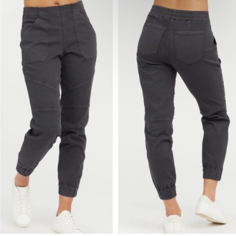 Spanx Petite Stretch Twill Straight Leg Pull On Pants In Hazy Gray Size M NWT!